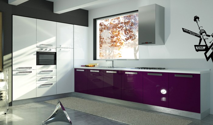 Iris prugna e bianco lucido: per chi ama gli ambienti di carattere